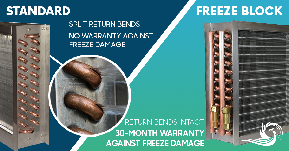 Split Frozen HVAC Coil and Freeze Block Coil